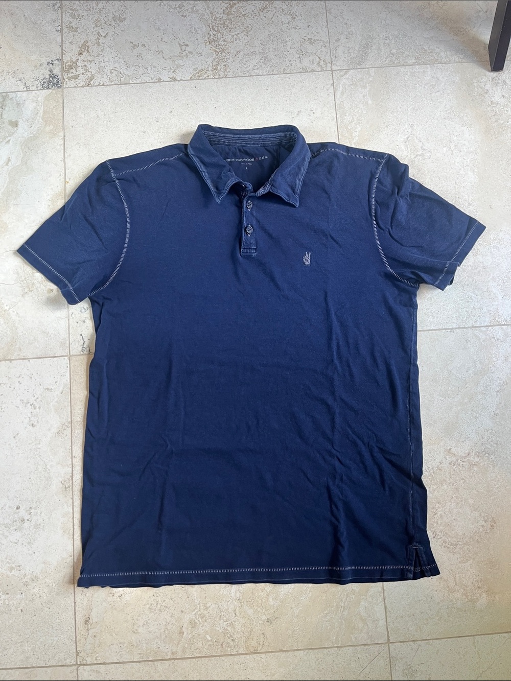 John Varvatos USA Navy Polo with Contrast Stitching Sz Large